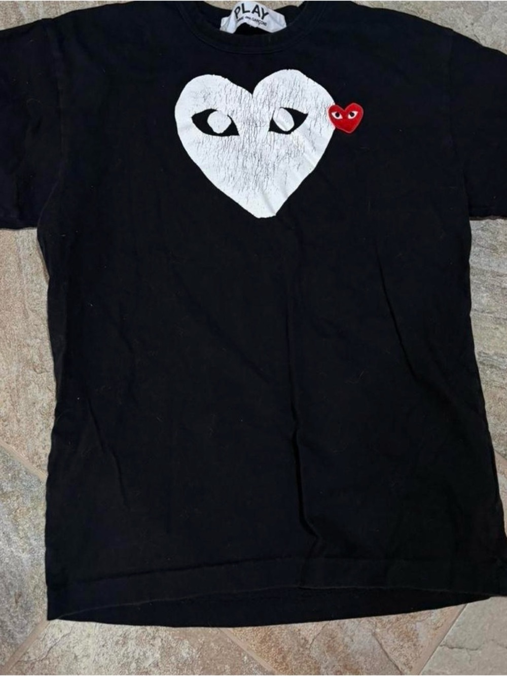 CDG HEART Black Kids Graphic Tee
